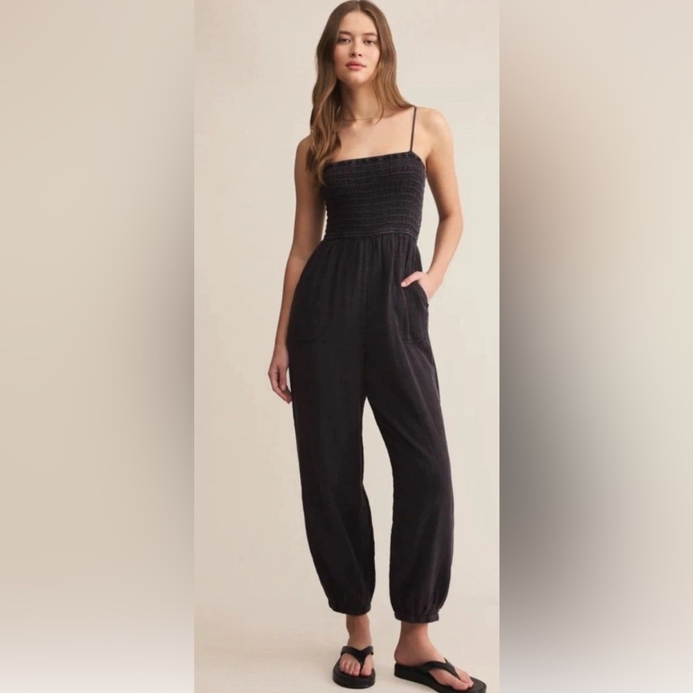 Z SUPPLY SANTOS BLACK GAUZE JUMPSUIT M NWT‎